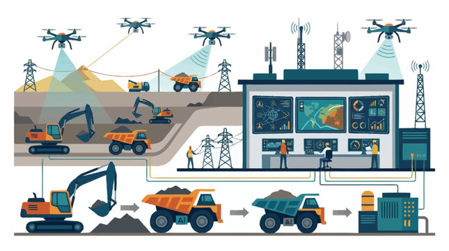 Modern Mining Operation with Drones and Automation Technology.