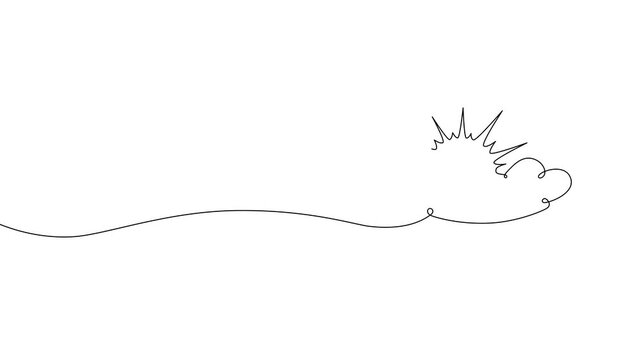 Continuous one line cloud sun art sky weather illustration outline. Sun cloud solar summer doodle graphic sketch energy linear stroke single vector icon sunny abstract park nature black ecosystem