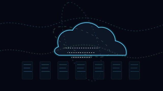 Cloud Computing Data Storage Server Network Connection Animation
