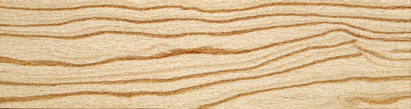 Close-up view of light-colored wood grain with undulating brown lines