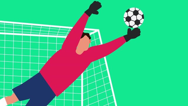 goalkeeper catching ball football soccer championship 2d animation motion graphics 
