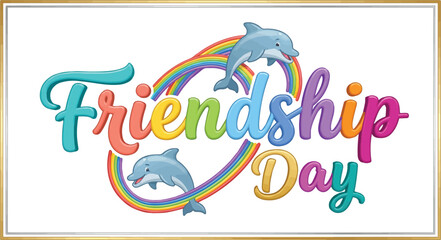 Colorful dolphins celebrate friendship day with rainbow © TABASSUM