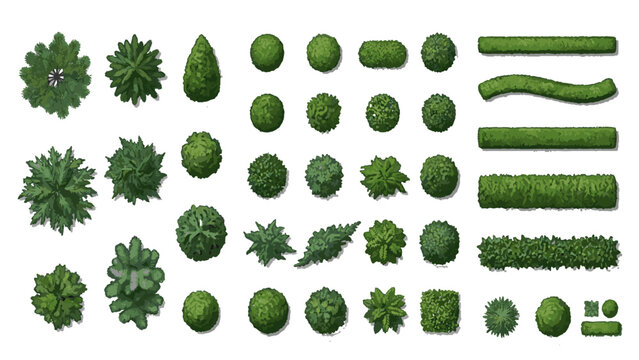 Landscape Architecture Tree and Shrub Plan Collection for Garden Site Planning Projects