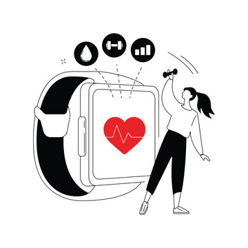 Smart Watch Fitness Tracker and Online Health Monitoring Vector Concept