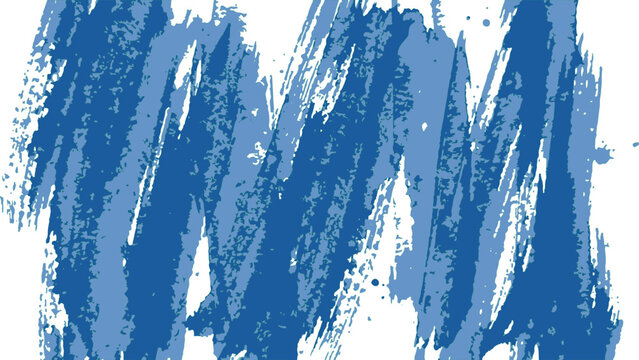 Brush strokes in vertical zigzag patterns feature layered blue tones and heavy texture on a bright white backdrop.