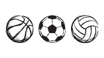 Hand drawn sketch of basketball soccer and volleyball © MD