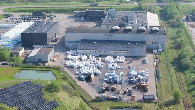 Polythene and plastic sheeting factory aerial view