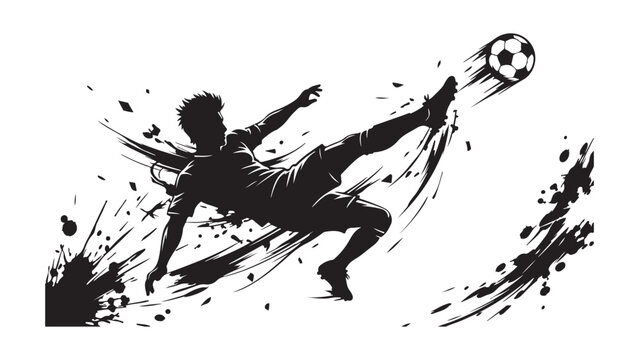 Energetic Soccer Player Silhouette Delivering a Powerful Kick