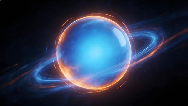 Glowing orb with swirling rings