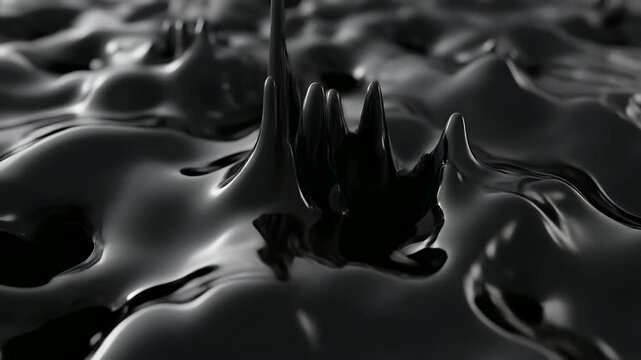 Dark liquid splashes upwards in a mesmerizing display of fluid motion.
