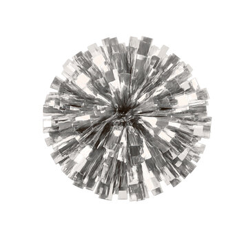 Silver Cheer Pom Pom PNG Isolated On Transparent Background
