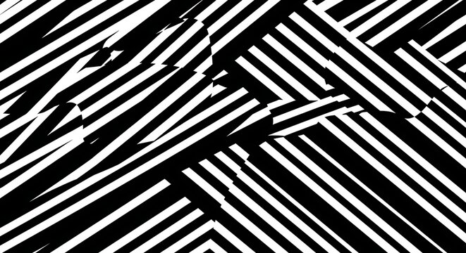 Bold Black and White Diagonal Stripe Pattern Forming Abstract Geometric Composition