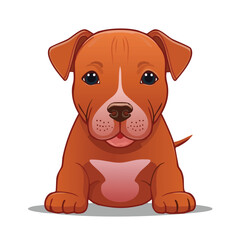 Fototapeta premium Cartoon puppy illustration sitting dog with brown fur and expressive eyes