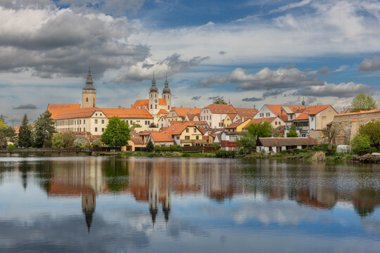 Spectacular Renaissance Architecture in Telc, Czech Republic, Colorful Historic Old Town Square and UNESCO World Heritage Site, Famous European Travel Destination with Well Preserved Medieval Building