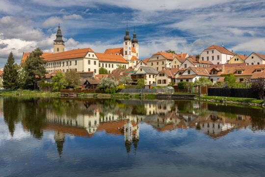 Spectacular Renaissance Architecture in Telc, Czech Republic, Colorful Historic Old Town Square and UNESCO World Heritage Site, Famous European Travel Destination with Well Preserved Medieval Building