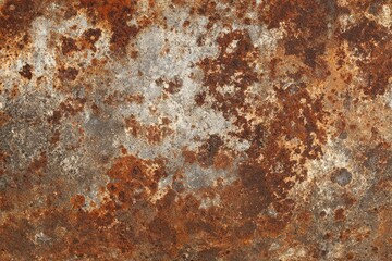 Fototapeta premium Close-up of weathered, textured metal surface with patches of rust and patina