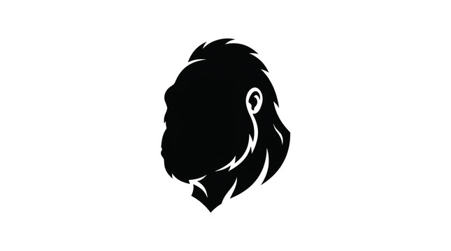 Gorilla head silhouette, black animal icon, wildlife illustration, monkey face profile