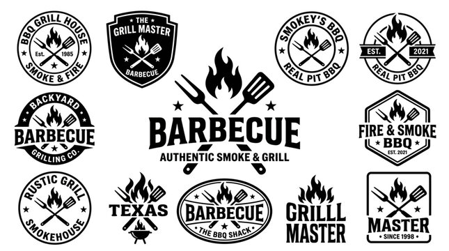 Barbecue grill master logo designs.