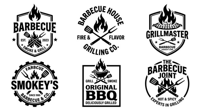 Barbecue logo designs and labels.