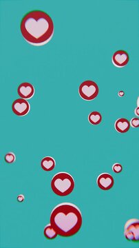 heart icon particle animation on green screen background