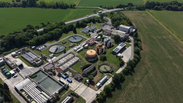 Wastewater Treatment Plant Aerial View Italy Milan