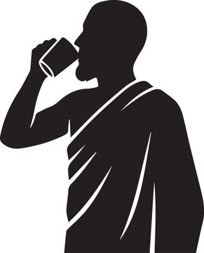 Pilgrim Drinking Holy Zamzam Water Silhouettes