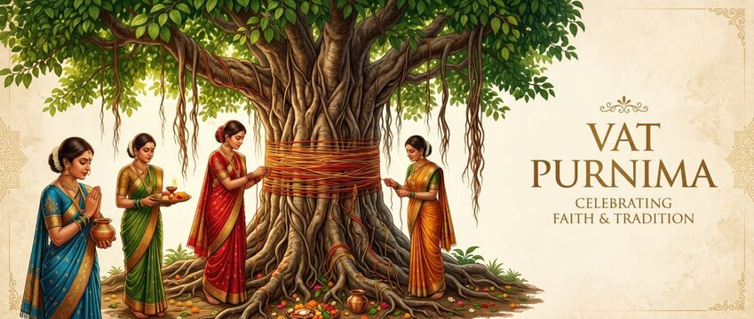 Traditional Vat Purnima Banyan Tree Festival Poster