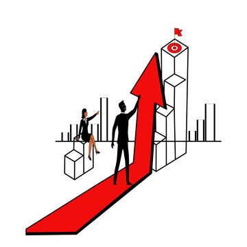 Business Growth and Success Illustration of People Climbing Graph