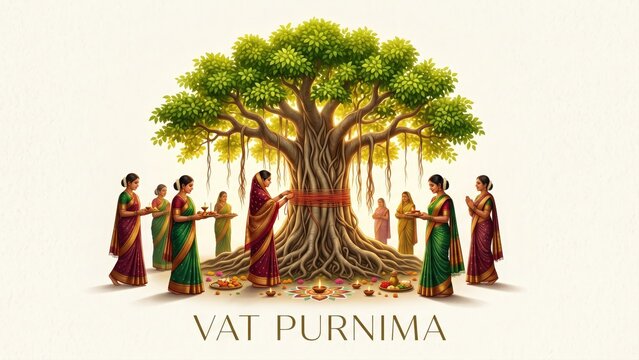 Modern Minimal Vat Purnima Poster Artwork