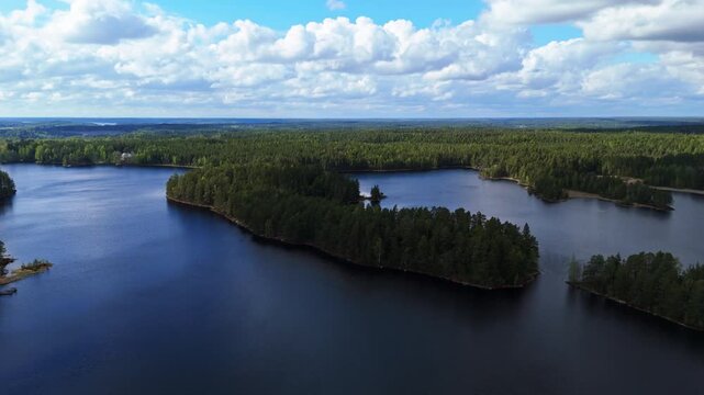 Aerial View of Lake Matildanj&auml;rvi in Teijo National Park - Pristine Forest and Lake Landscape, Finland
