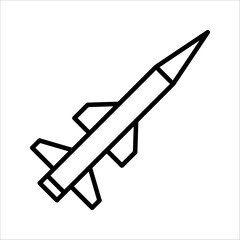 Fototapeta premium Missile Icon. Symbol isolated white background. vector illustration. color editable.