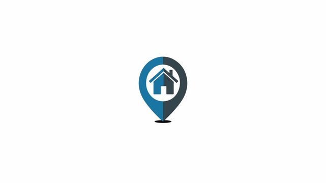 Real Estate Location Pin Icon with House Symbol Vector Animation