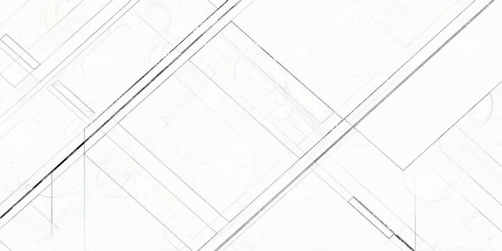 Architectural blueprint of a modern house design plan sketched on a white marble texture and abstract line background.
