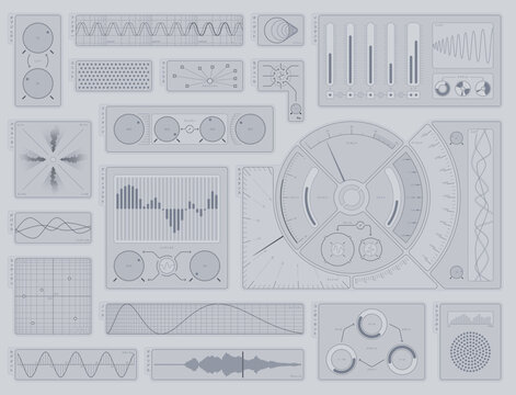 Minimal Monochrome Japanese Modular Synth Panel Gray Illustration