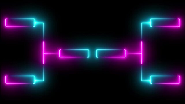 Neon tournament bracket motion glowing cyberpunk competition chart template