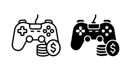 Video Game Controller Icons, Gaming Money Symbols, Digital Entertainment Icons, Play and Earn Graphics © Nusrat
