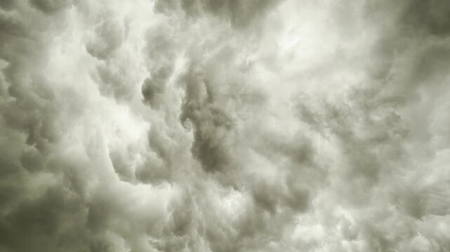 Dark Storm Clouds Gathering In Sky. Grey Cumulus Overcast  Before Rain. Hurricane Weather Atmosphere