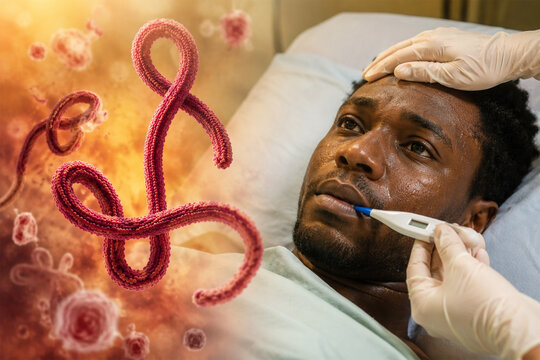 Patient with Ebola fever symptoms during medical examination and Bundibugyo infection 