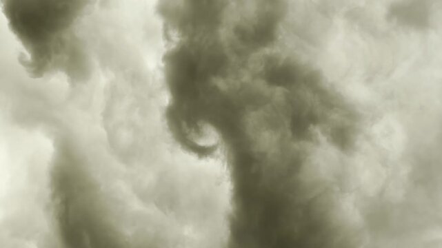 Thick Dark Clouds Moving In Overcast Sky. Storm Clouds Gathering In Sky Before Rain