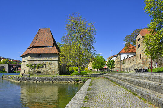 Maribor, Drava river embankment and Vodni stolp - Water Tower, Slovenia