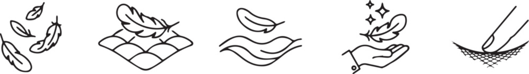Black and white feather line art icons © Mst. Taslima Akhter