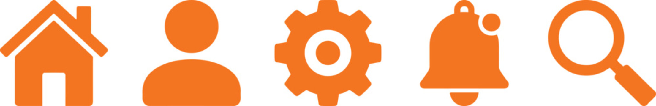 Orange house icon in flat design style for web and app user interface elements