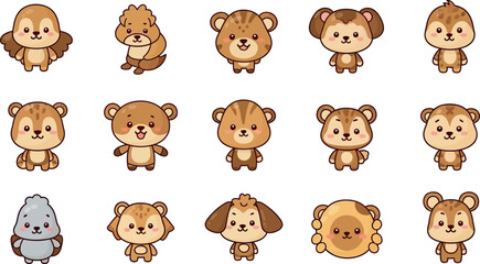 Fototapeta premium set of cartoon animals