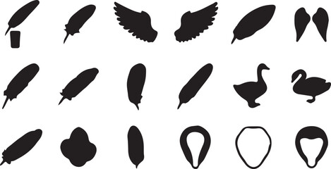 Black silhouettes of feathers and swans © NasimaAktar