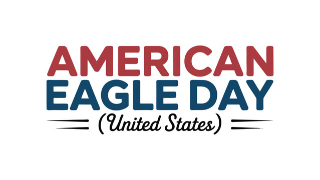 american eagle day patriotic typography vector design with red and blue lettering united states subtitle for usa national holiday celebration banner template
