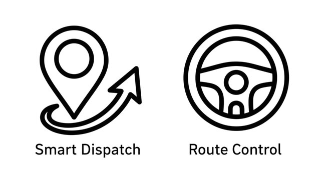 Smart dispatch and route control icons with dispatch navigation location