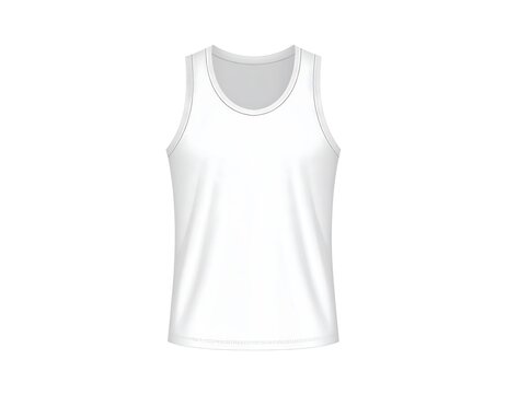 Plain White Sleeveless Tank Top Displayed on Clean White Background