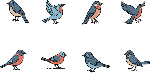 Obraz premium set of birds on a branch