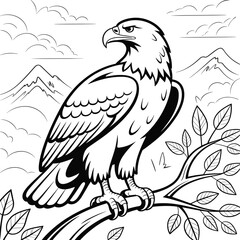 Fototapeta premium Majestic eagle sitting on tree branch.
