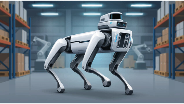 AI Quadruped Robot Vector Icon (Robotic Dog), quadruped robot, robotic dog, robot icon, AI robot, artificial intelligence, robotics, automation, autonomous robot, machine learning, smart robot, 